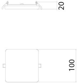 Prolumia 40004273 Prolumia LED Pro-Space 40004273 Pro-Space,inbouw,vierkant100mm,8W,560Lm,2700K,Ra>80,120