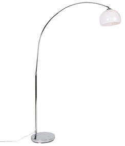 Moderne booglamp chroom met witte kap - Arc Basic Design, Modern, Retro E27 rond Binnenverlichting Lamp