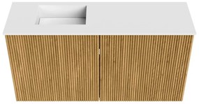 Mondiaz Joya 80cm toiletmeubel oak met wastafel faye links 1 kraangat talc