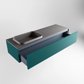 Mondiaz Erin 150cm badmeubel Smag met 1 lade en donkergrijze wastafel links zonder kraangaten