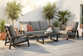 Stoel en Bank Loungeset 5 personen Aluminium/teak Grijs  Osmen Manly