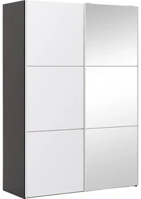Goossens Kledingkast Easy Storage Sdk, 153 cm breed, 220 cm hoog, 1x 3 paneel glas schuifdeur li en 1x 3 paneel spiegel schuifdeur re