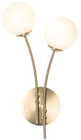 Moderne wandlamp goud met opaal glas 2-lichts  - Athens