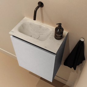 Mondiaz Ture DLux toiletmeubel 40cm plata met wastafel opalo links zonder kraangat