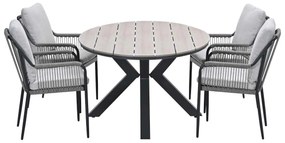 Garden Impressions Stevie tuinset 5-delig taupe - Tulli tuintafel 180x115 cm - light teak vironwood