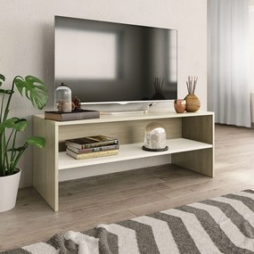 vidaXL Tv-meubel 100x40x40 cm bewerkt hout wit en sonoma eikenkleurig