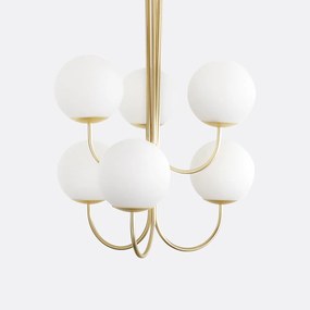 Hanglamp in messing en opaline glas, Moricio