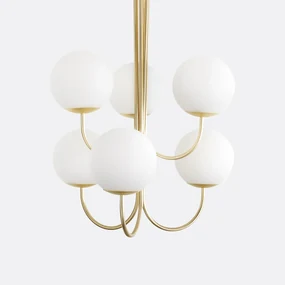 Hanglamp in messing en opaline glas, Moricio