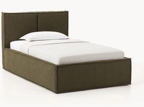Bouclé gestoffeerd eenpersoonsbed Dream met opbergruimte