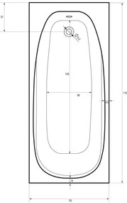 Badstuber Linea ligbad 170x70cm wit