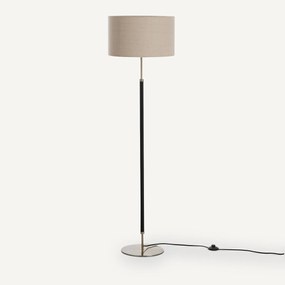 Staande lamp in metaal ijzer, messing en linnen, Jihana