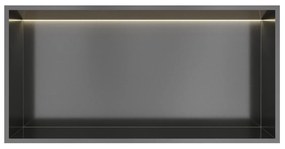 Hotbath &More inbouwnis met verlichting 30x60x10cm geborsteld gunmetal PVD