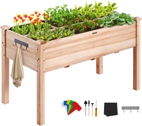 VEVOR verhoogde plantenbak van hout met plank, bloembak, draagvermogen 100 kg, tuinbak, terras, groentebed, tuinbed, plantbed, 120 x 58 x 76 cm, ideaal voor het kweken van groenten, fruit en kruiden.