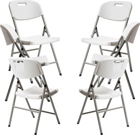 Pack 6 opklapbare Tuinstoelen Resin met rotaneffect