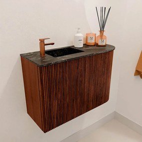 Mondiaz Joya DLux 60cm toiletmeubel ronding rechts ruby met wastafel faye links 1 kraangat lava