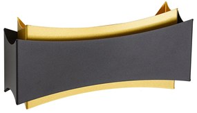 Moderne wandlamp zwart met goud - Plats