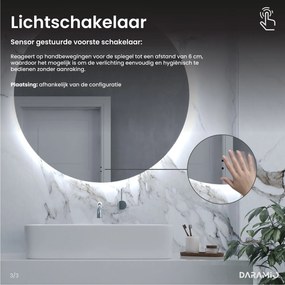 Halfronde spiegel met verlichting E6