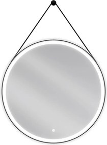 Mexen Reni verlichte ronde badkamerspiegel 80 cm, LED 6000K, antidamp, zwarte frame - 9812-080-080-611-70