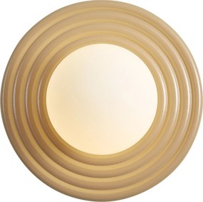Retro wandlamp taupe met opaal rond 20cm IP44 - Lila