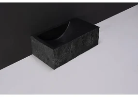 Forzalaqua Venetia Xs fonteinbak 29x16x10cm wasbak Links 1 kraangat rechts Natuursteen Graniet gezoet & gekapt 8010315