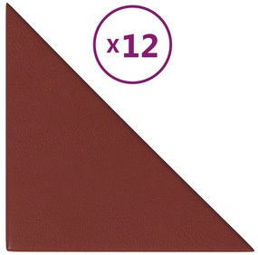 vidaXL Wandpanelen 12 st 1,08 m² 30x30 cm kunstleer wijnrood