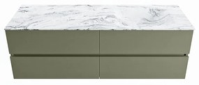 Mondiaz Vica DLux badmeubel 150cm army 4 lades met wastafel glace rechts 1 kraangat