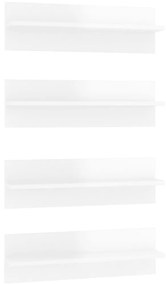 vidaXL Wandschappen 4 st 60x11,5x18 cm spaanplaat hoogglans wit