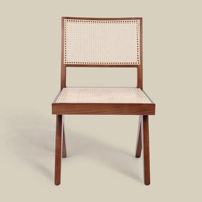 Walnoot Stoel Met Rotan Webbing
