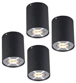 Set van 4 plafondSpot / Opbouwspot / Plafondspots Rondoo Up zwart Binnenverlichting Lamp