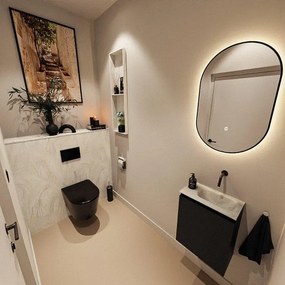 MONDIAZ TURE-DLUX 40cm toiletmeubel Urban. EDEN wastafel Ostra positie rechts. Zonder kraangat. TUREDX40URBR0OST