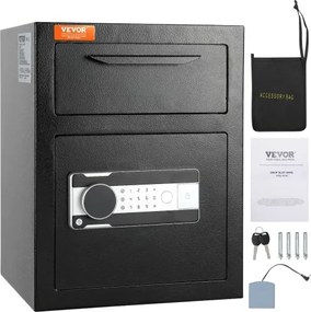 VEVOR 1.7L Depository Safe, afstortkluis met inworpgleuf, elektronisch codeslot en 2 noodsleutels, 45 x 30 x 35 cm, zakelijke kluis voor contant geld, thuis, hotel, kantoor