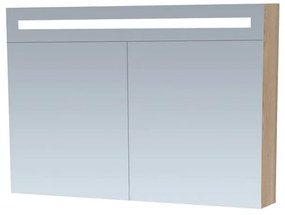 Brauer Promise Deluxe spiegelkast 100cm met 2 deuren en verlichting eiken licht