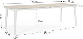 Dining Tuintafel rechthoekig 220x90 cm Wit Tavona