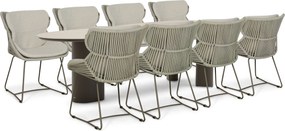 Tuinset 8 personen 300 cm Rope Taupe Santika Furniture Santika