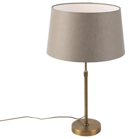 Bronze tafellamp met linnen kap taupe 35cm - Parte Landelijk / Rustiek E27 cilinder / rond rond Binnenverlichting Lamp