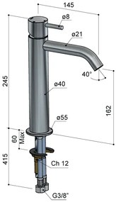 Hotbath Archie wastafelmengkraan zonder waste met hoge uitloop geborsteld gunmetal PVD