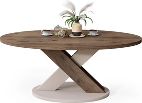 Mazzoni LOXA Walnoot Elegant / Taupe Beige - OVALE SALONTAFEL 120x65 cm