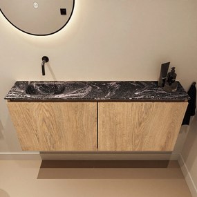 Mondiaz Ture DLux toiletmeubel 120cm washed oak met wastafel lava links zonder kraangat