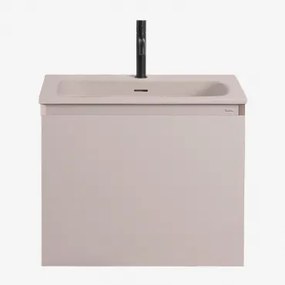 Macrae Houten Badkamermeubelset Met Geïntegreerde Wastafel Beige – Linnen & Spiegelloze & Zwart ↑20 Cm - Sklum