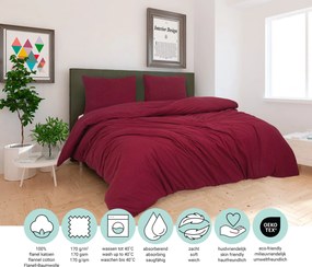 Dekbedovertrek Flanel– 100% zacht katoen – 240×200/220 – bordeaux
