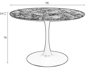 Ronde Eettafel Bruin Marmer - 110 X 110cm.