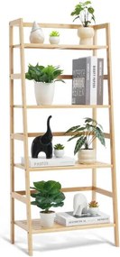VEVOR 4-laags bamboe ladderplank trapeziumvormig open boekenplank opbergrek vrijstaande bloemen- en plantenstandaard archiefplank ideaal voor badkamer slaapkamer kantoor studeerkamer