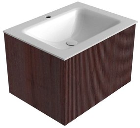 Mondiaz Kurve 60cm badmeubel ruby met 1 lade en wastafel cloud midden 1 kraangat