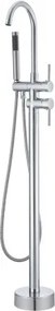 VEVOR vrijstaande badkraan met handdouche, klassieke badkraanset 98 cm hoog, zilveren badkraan met een doorstroming van 1,61 GPM, badkraan met douchesysteem