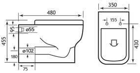 Eastbrook Collindale Comfort randloos staand toilet wit glans