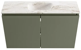 Mondiaz Ture DLux toiletmeubel 80cm army met wastafel frappe midden zonder kraangat