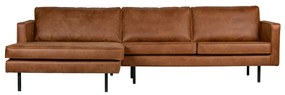 BePureHome Rodeo Hoekbank Chaise Longue Eco Leer Links Cognac