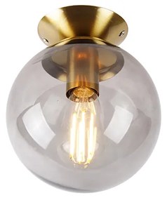 Smart plafondlamp met dimmer messing met smoke glas incl. Wifi ST64 - Pallon Art Deco E27 bol / globe / rond Binnenverlichting Lamp