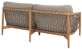 4 Seasons Outdoor Nora loungeset naturel teak met Pablo loungetafel Ø 80 cm  Loungeset    taupe weerbestendig