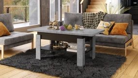 RIO Millennium Beton/Zwart Mat - KOFFIETAFEL, UITSCHUIFBAAR MET HEFFUNCTIE VOOR HET BLAD